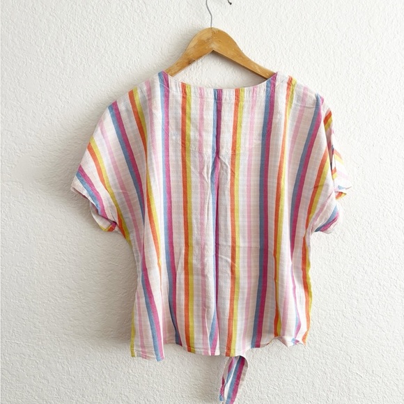 Style & Co. Pink and Purple Crop Tie Front Button Down Shirt - Picture 2 of 9